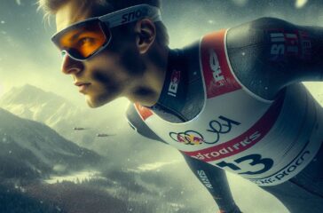 Jarl Magnus Riiber in Nordic combined, including both cross-country skiing and ski jumping in a ski jumping arena with darker effects Jarl Magnus Riiber in Nordic combined, including both cross-country skiing and ski jumping in a ski jumping arena with darker effects